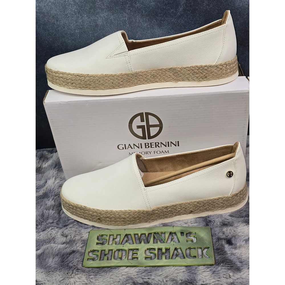 NWB Giani Bernini Archer Espadrille Platform Sneaker White Slip On Womens 7.5